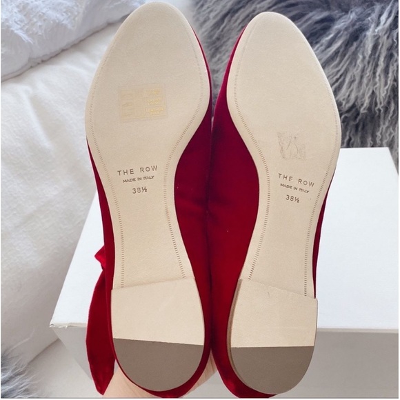 The Row Elodie Velvet Ankle-wrap Ballet Flats Red 38 - Picture 9 of 12